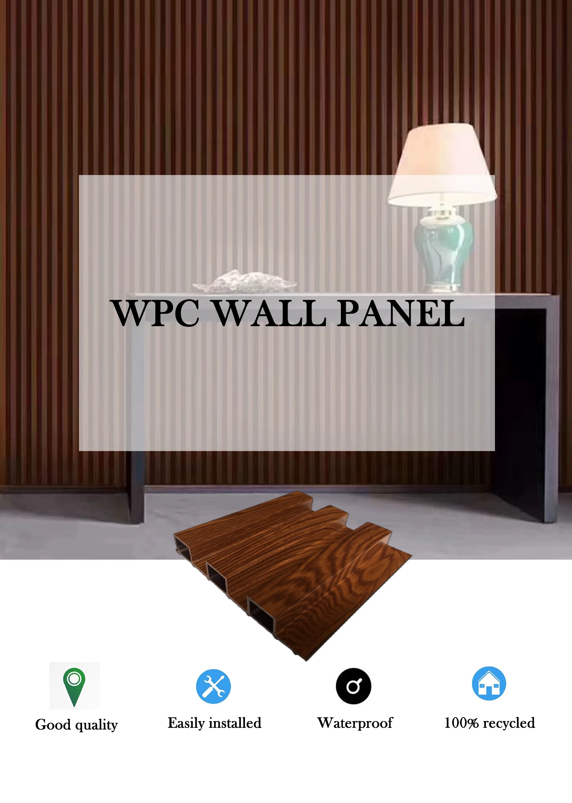 Indoor Wood Plastic Wallboard Modern Fashion Cheap Wpc Wall Paneling
