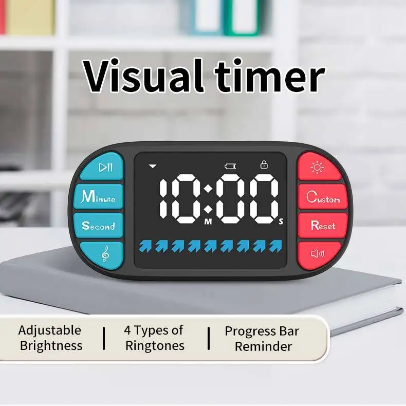 Magnetic 3 Brightness 4 Alarms and Volume Countdown Count up 3.6” Large LED Display Digital Kitchen Visual Timer