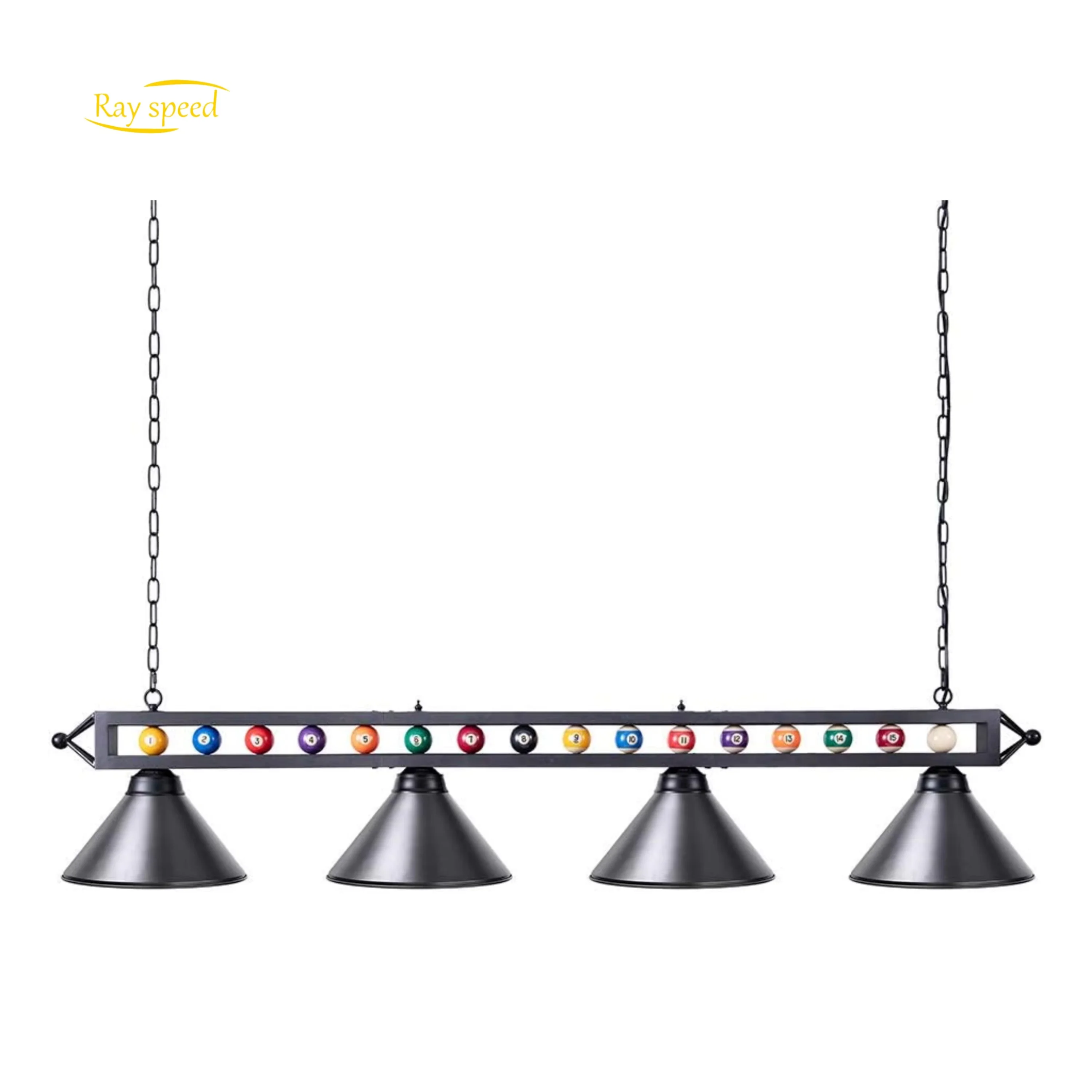 Светильник для бильярдного стола Rayspeed 4 светильника с черным абажуром