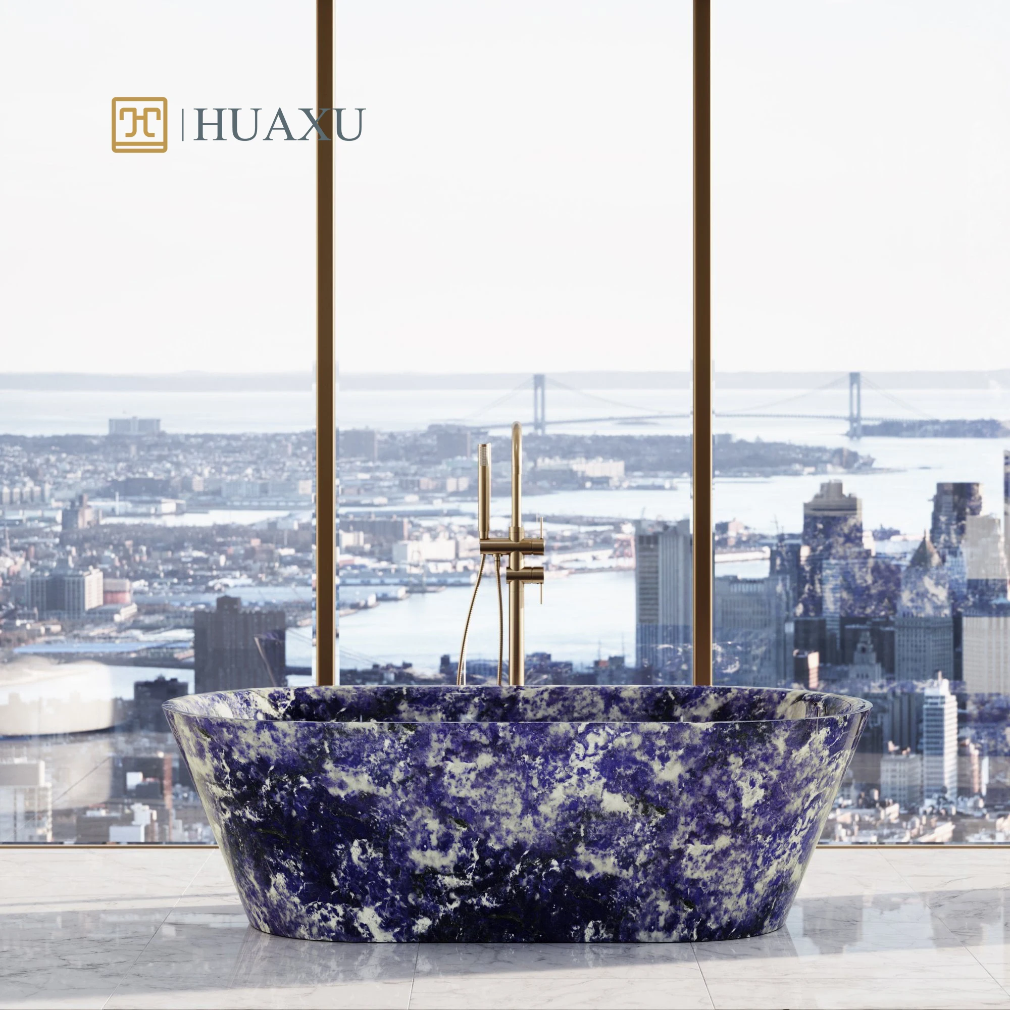 Huaxu Exotic Brazil Natural Quartzite Stone Bath Tub Luxury Free