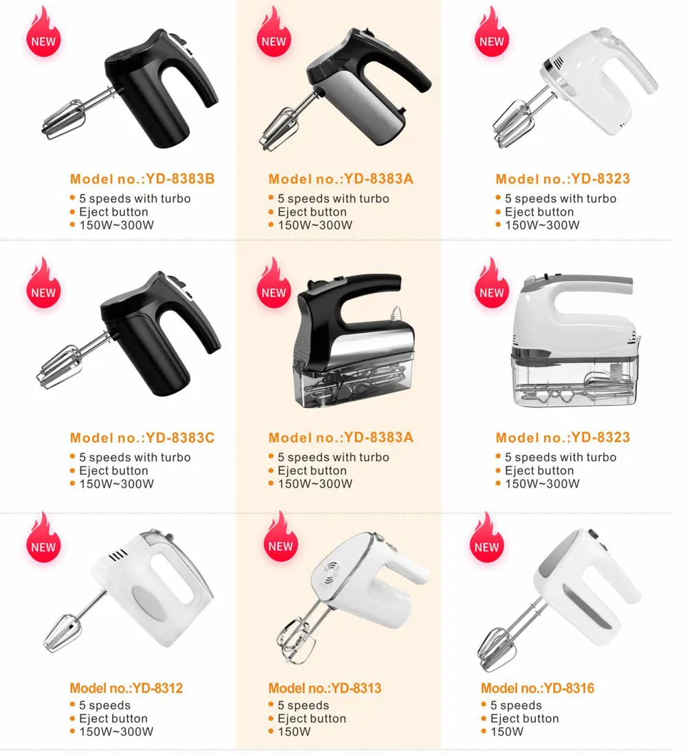 Hand Mixer Dessert Maker Chrome Decoration Stainless Steel Body Egg