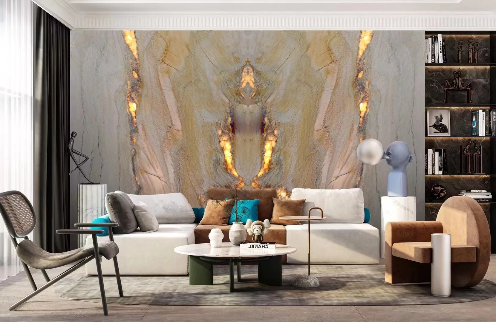 Brazilian Macaubas Fantasy Natural Quartzite Slabs in Bookmatch Wall Tile Top Quartzite Countertop for Kitchen Backlit Wall