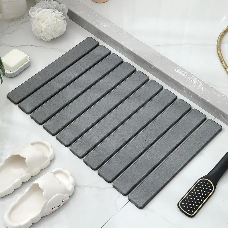 Alfombra de baño de pedra plegable de terra de diatomeas con patrón de mármore enrollable súper absorbente e de secado rápido para ducha