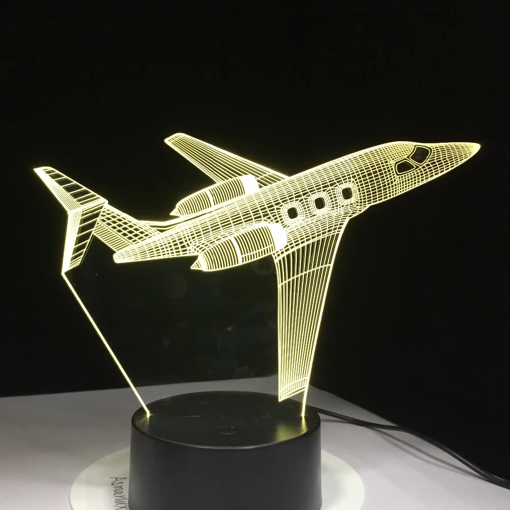 Airplane Model 3d Led Night Light Illusion Kids Gift Passenger Plane Table Lamp