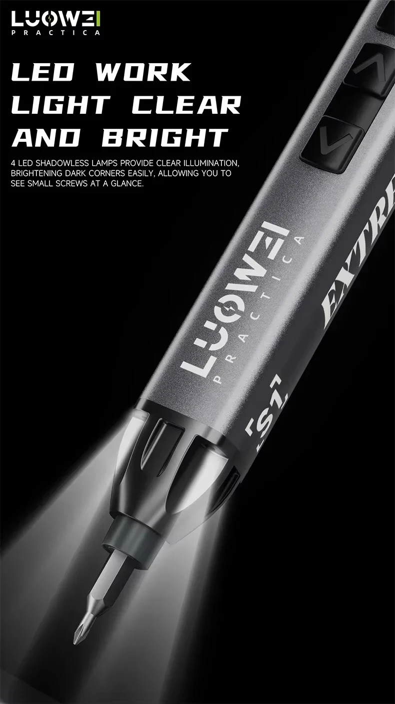 LUOWEI S1 Pro Precision Electric Screwdriver Set 22 Bits Adjustable Type-C Rechargeable Tool for Phone Repair