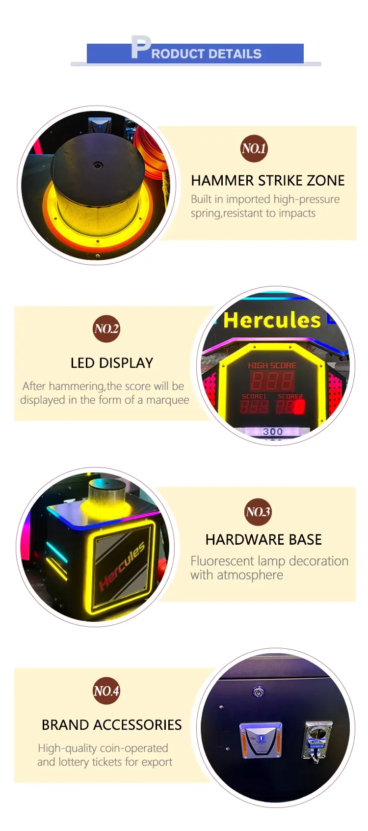 Funpark Customized Indoor Sports Hammer Strength Test Hammer Master Arcade Coin Operated Games factory