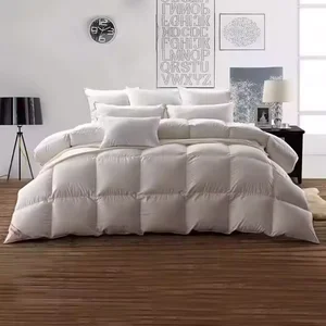 Custom Luxury All Seasons Bedding Comforter White Color Down Cotton Shell Luxury Goose Feather Down Duvet