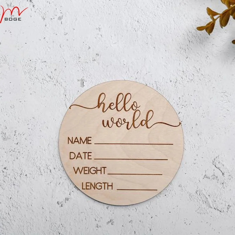 hot 2021 Newborn Baby Announcement Birth Stats Sign Hello World Wood Sign