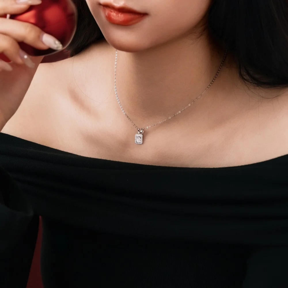 KAKODIY Light Luxury 925 Sterling Silver Chain Necklace 5A Cubic Zirconia Chinese Character Pendant Women's Lucky Jewelry Necklace detail 2