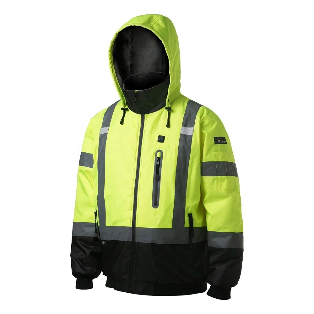Hi Vis Jacket Waterproof Work Safety Jacket Men's Two Tone Heated High Visibility Reflective
