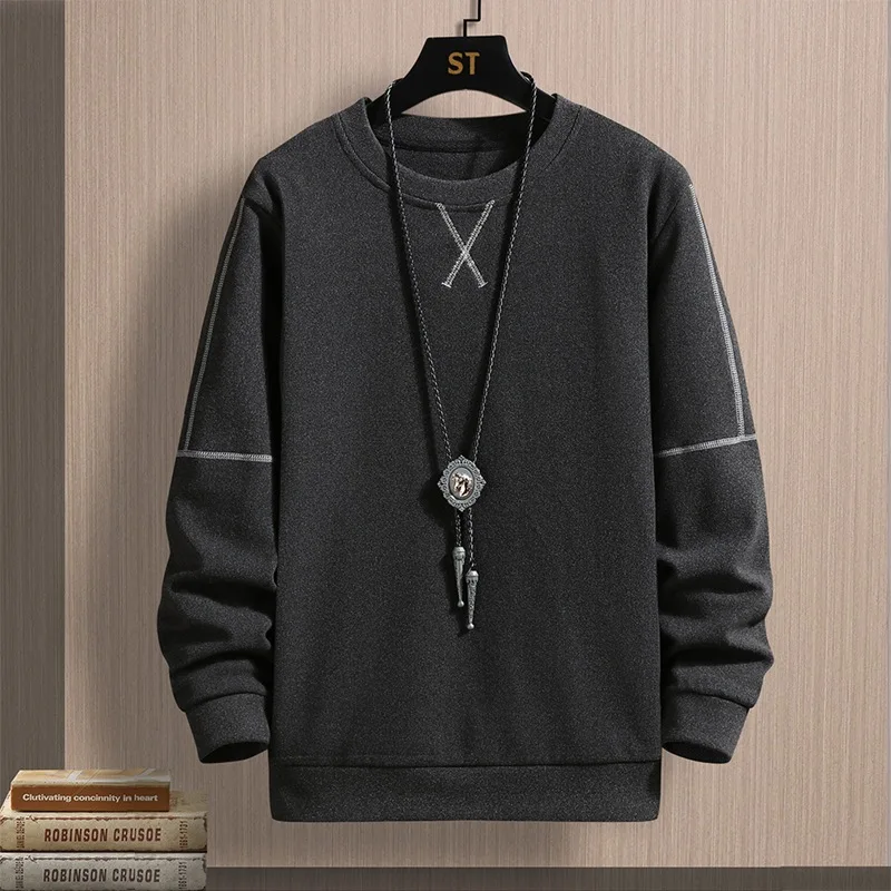 Autumn and Winter Double-sided German Velvet Long Sleeved T-shirt Men's Korean Fashion Plush Sweater Casual Top Men's Clothing