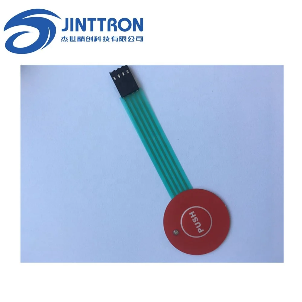 Custom Tactile Single Button Embossed one Key Membrane Switch keypad FFC cable wire