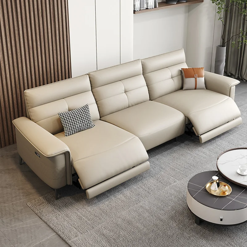 Первоклассная итальянская кабина из натуральной кожи, современный простой дизайн, многофункциональные секционные откидные диваны из микроволокна