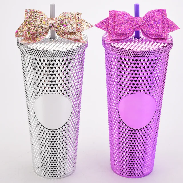 RTS IN STOCK Free Shipping bling glitter bow straw topper charms for tumbers decoration wholesale custom 3d straw topper