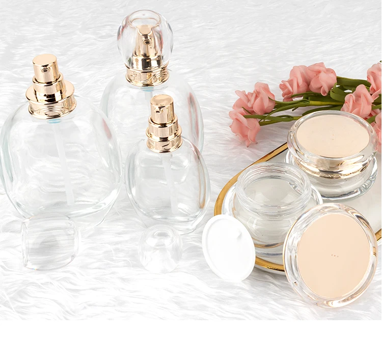 120ml 100ml 40ml clear oval customized empty luxury cosmetic face cream jar skin care bottle sets packaging supplier