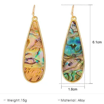 thumbnail image 2 of Dream Shop 18K Gold Plated Jade Drop Earrings – Boho Retro Waterdrop Style, Hook Closure 2 of 6