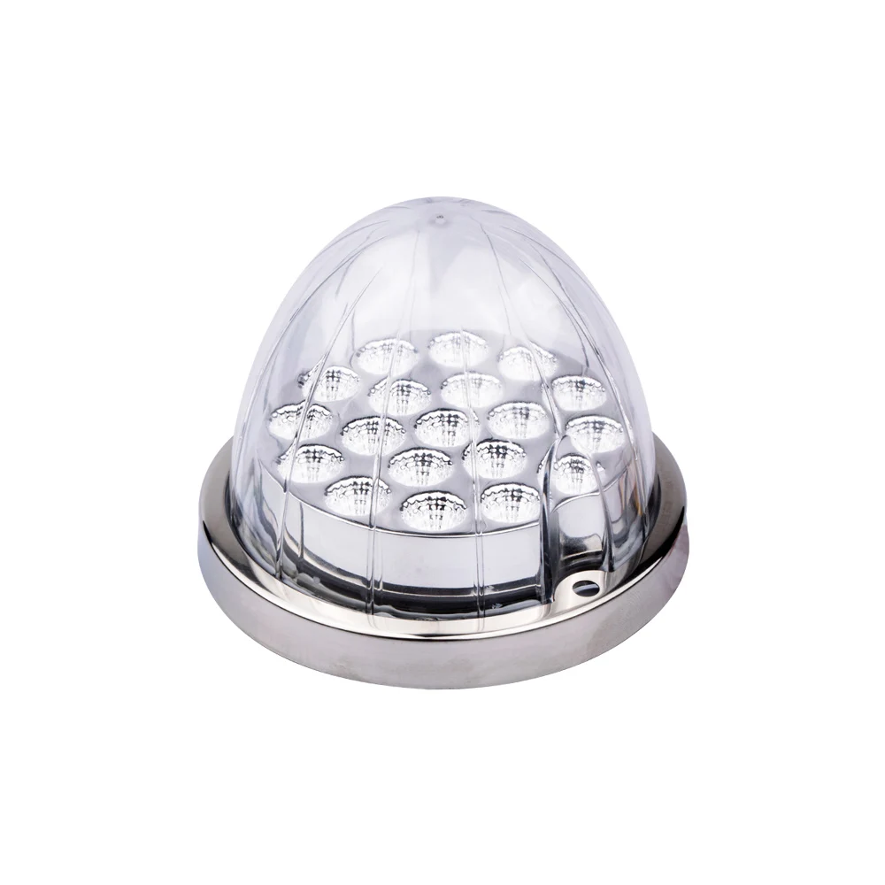 Dual Revolution Truck Accessories Turn Signal and Auxiliary Marker Lights Stainless Steel Bezel 19 Led Watermelon Lights