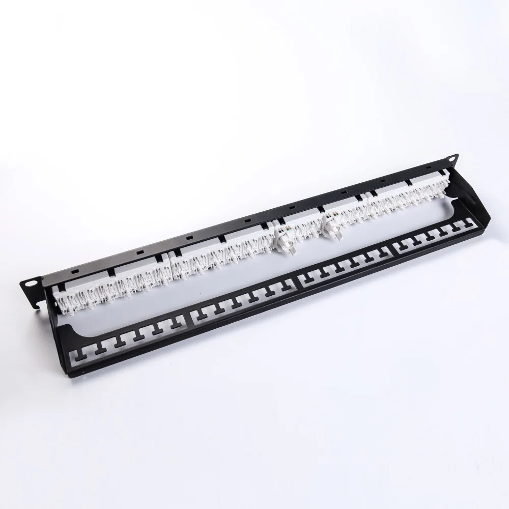 19 Inch Keystone Jack Unloaded 24 Port Poe Din Rail Patch Panel with Cable Manager