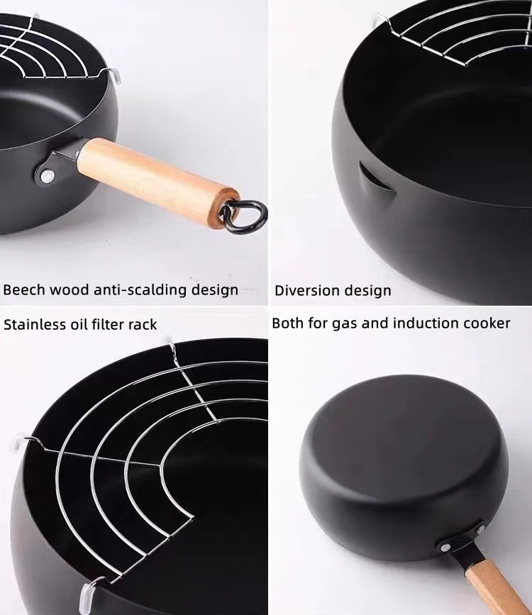 Ht 28cm Carbon Steel Kitchen Cookware Japan Japanese Style Tempura Deep