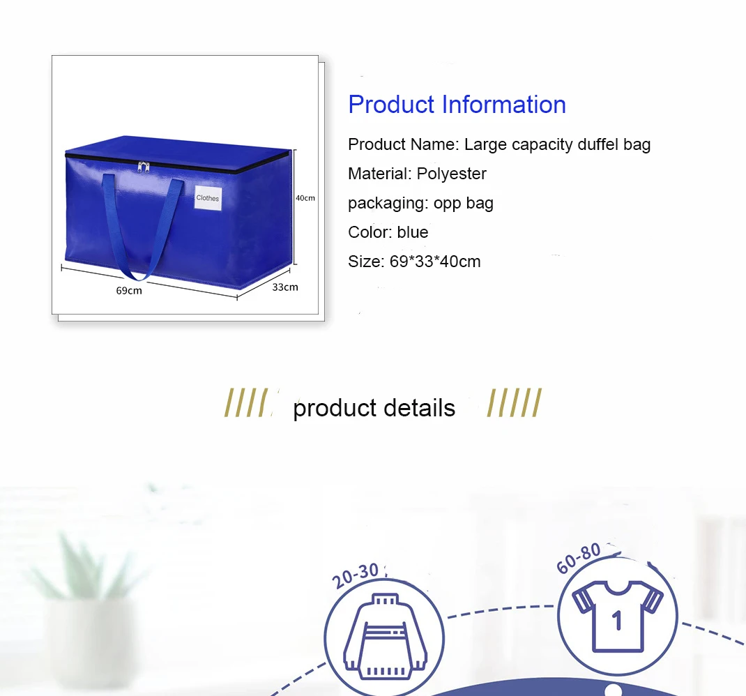 Hot Selling High Quality Moving Large Capacity Storage Bag Folding Household Quilt Clothes 