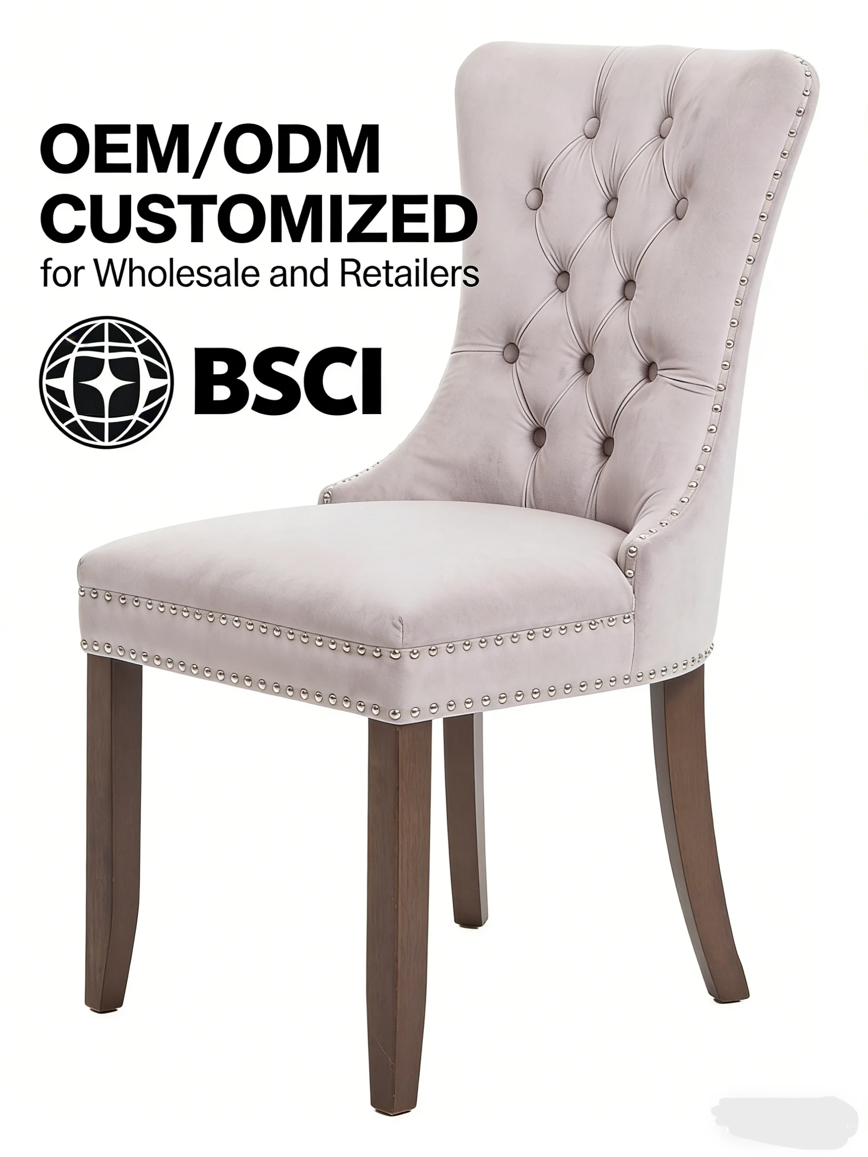 Modern Dining Room Set Furniture Upholstered Linen Fabric High Back Dining Table Chair