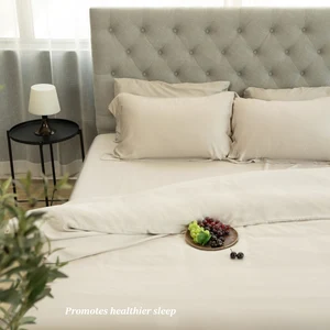 100% Eucalyptus Tencel Lyocell Bed Sheet Set Breathable and Cooling Solid Color Luxury Bedding Sets