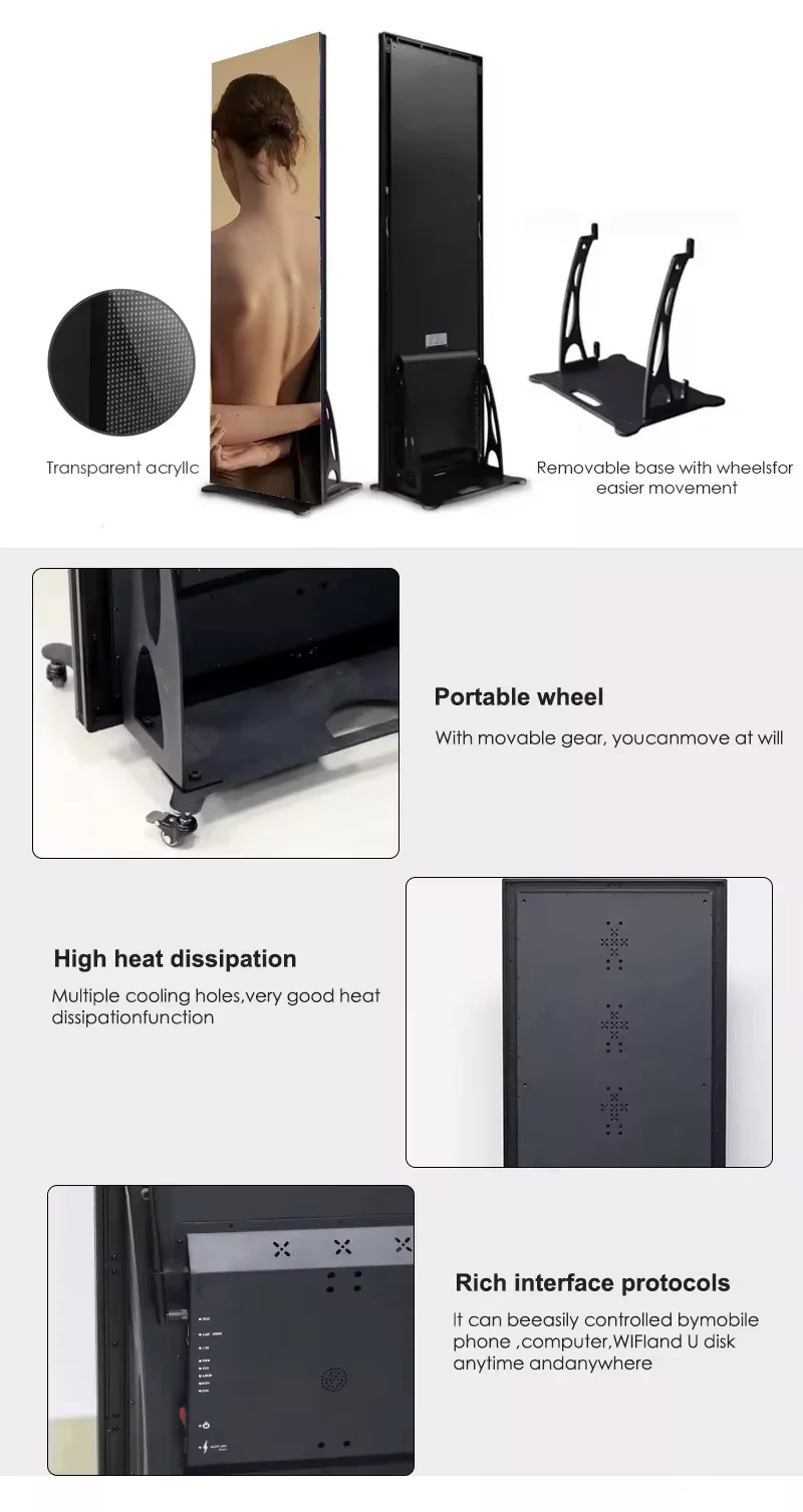 P2 High-Resolution Portable Indoor LED Display WIFI & USB Controlled Standing Poster Screen Panel supplier