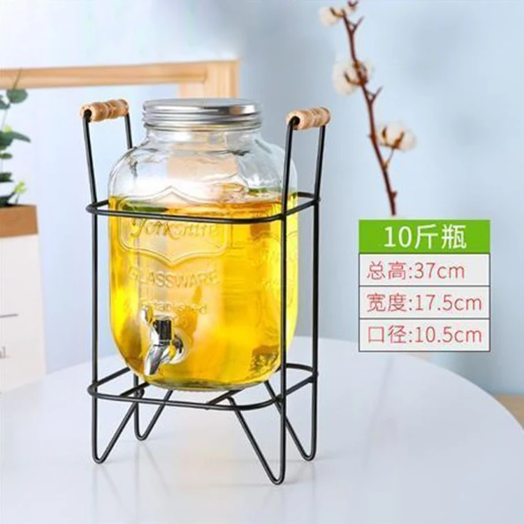 Distributeur de boissons en verre avec robinet en acier inoxydable, 5 L