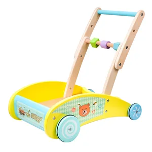 Wooden Baby Walkers Push Toys for Babies Learning to Walk with Wheels Building Blocks Toddler Educational Toys for 10-24 Months