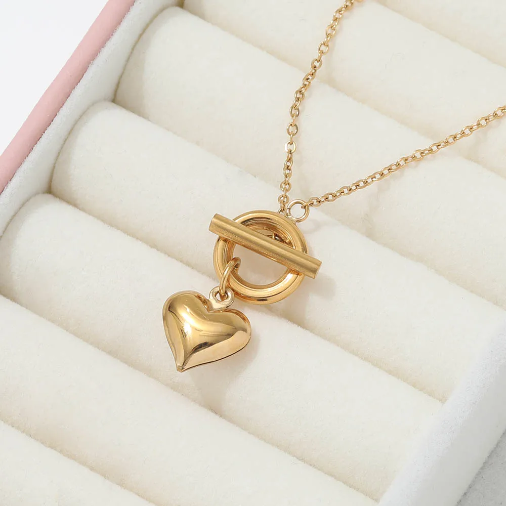 Jewelry Wholesale Gold Finish Heart Pendant Necklace Toggle Necklace ...