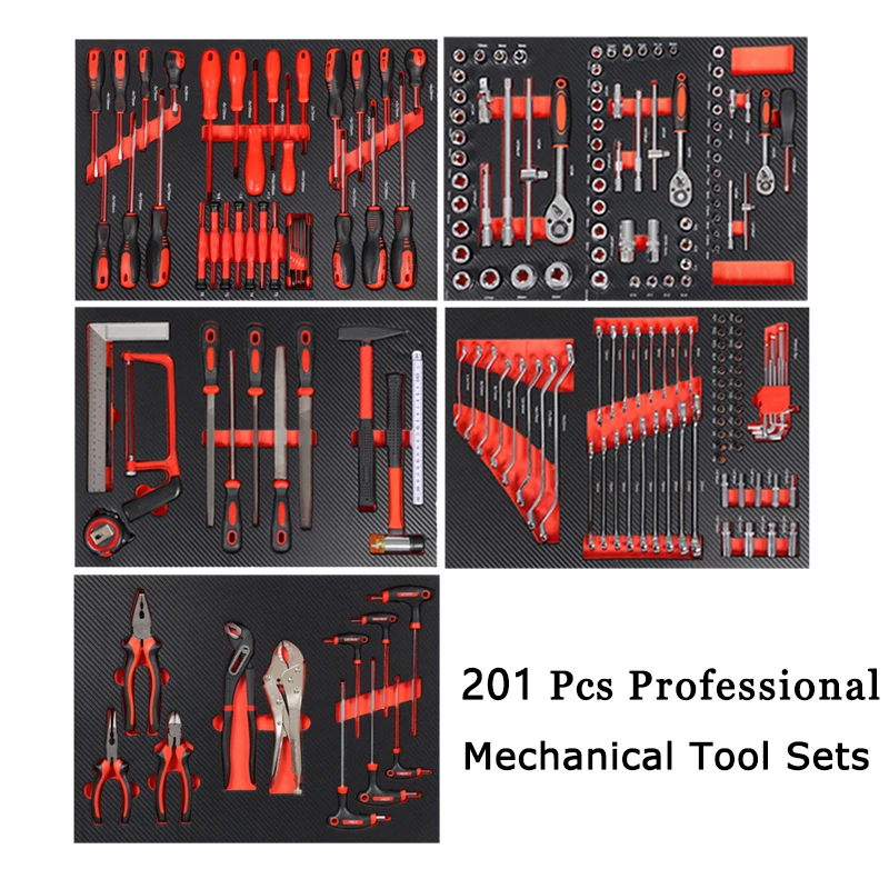 Factory Mechanical Tools Set Kit 201PCS Tool Kit Household Large 44x35x9cm Black Set OEM Customized Packing Dimensions