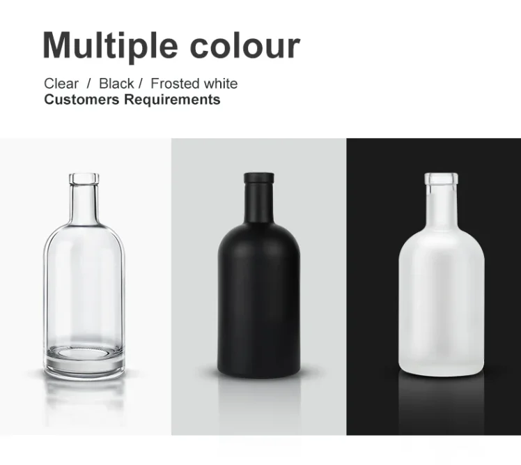 Matte Black Glass Gin Bottle 500ml 750ml Frosted Black Spirit Liquor Vodka Glass Wine Bottle 750ml Glass Olive Oil Bottle