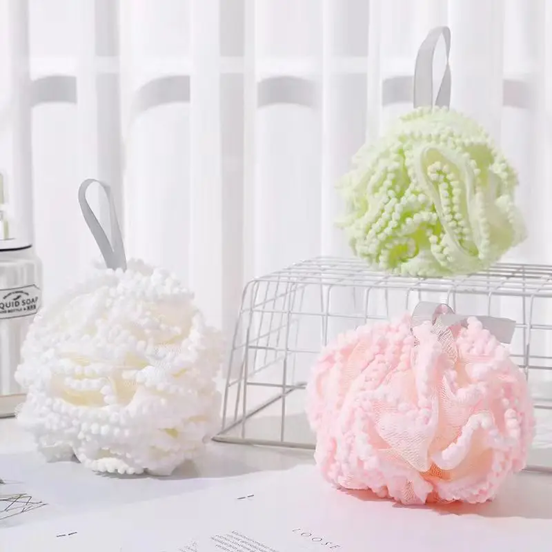 Mesh Poufs Bath Loofah Rose Flower Shape Mesh Puff Exfoliating Shower ...