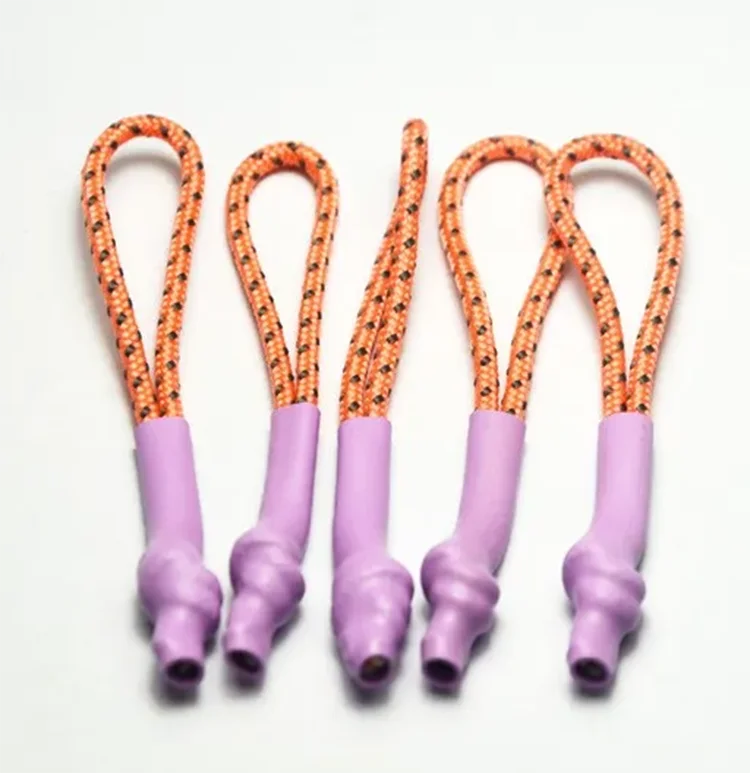 Hot Colorful Rubber Zip Slider String Zipper Puller with Heat Shrink Tube for Sportswear