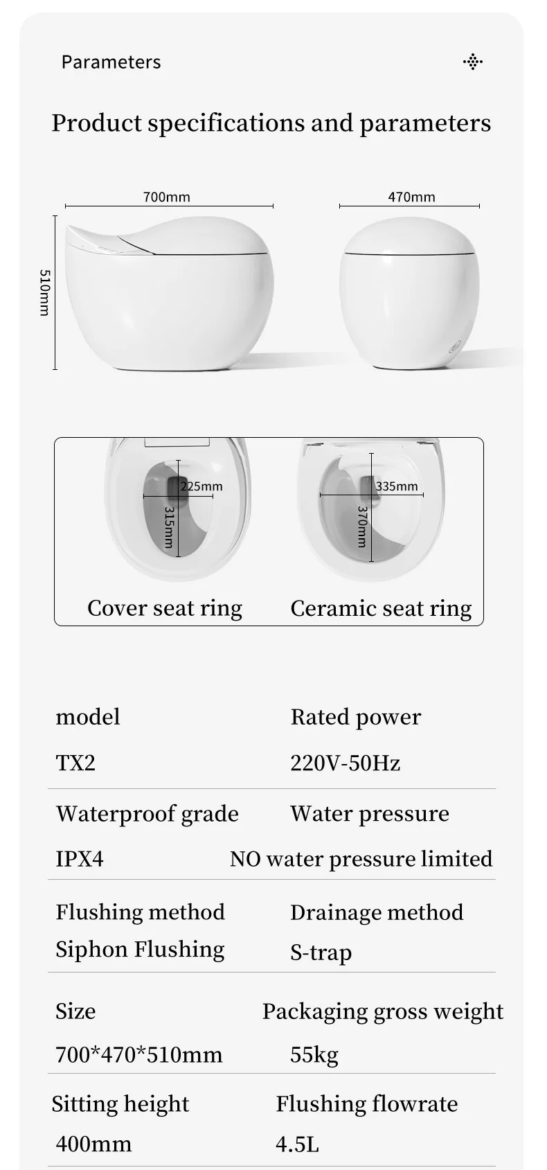 New design multi-functional intelligent toilet AI voice control human sensing smart toilet bathroom one piece toilet commode factory