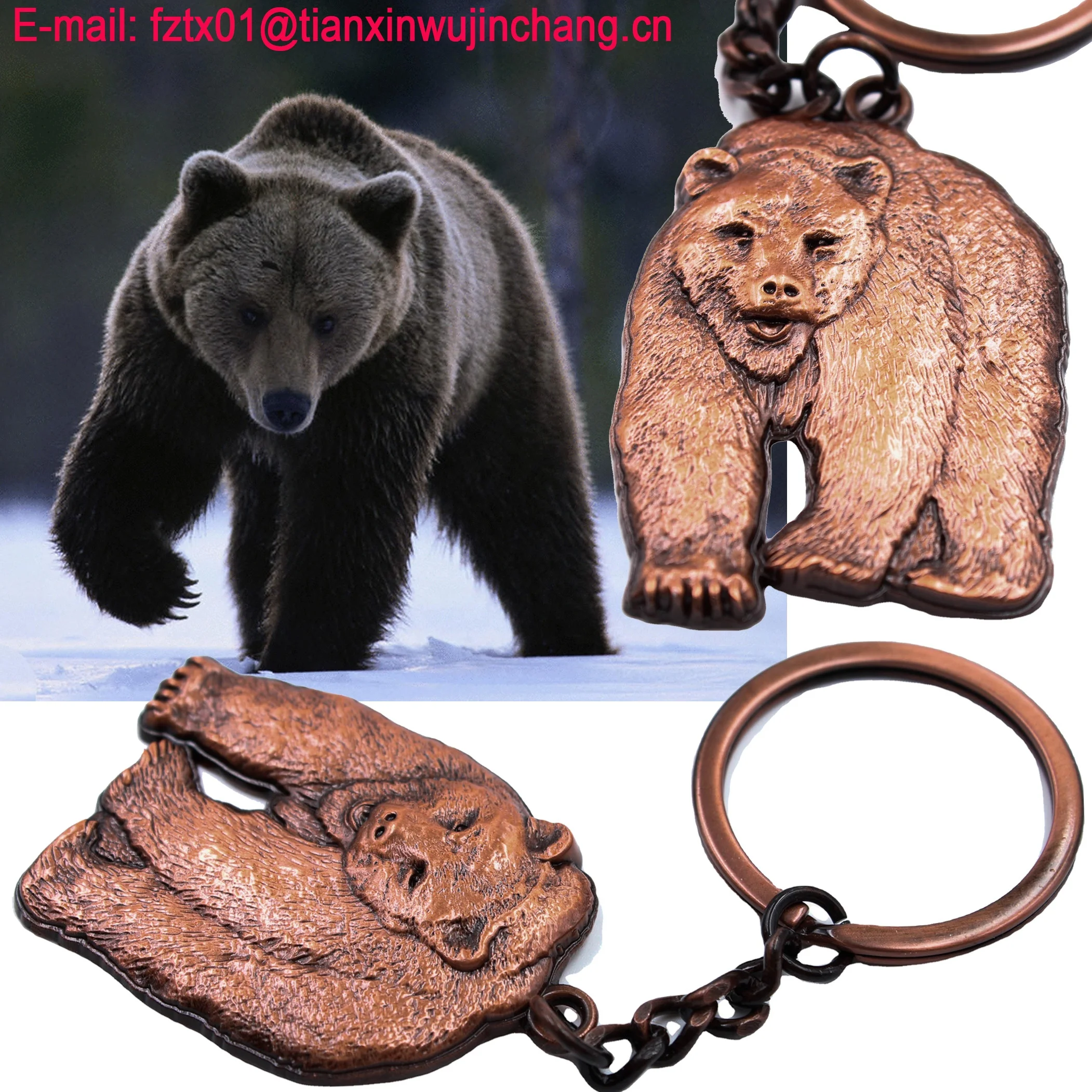 カスタムブラックベアグリズリーベアギフトキーホルダー動物園公園動物