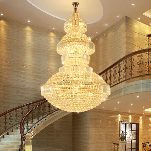 Light Luxury Crystal Chandelier for Hotel Lobby Villa Living Room Empty Staircase Lamp Elegant Duplex Pendant Lights