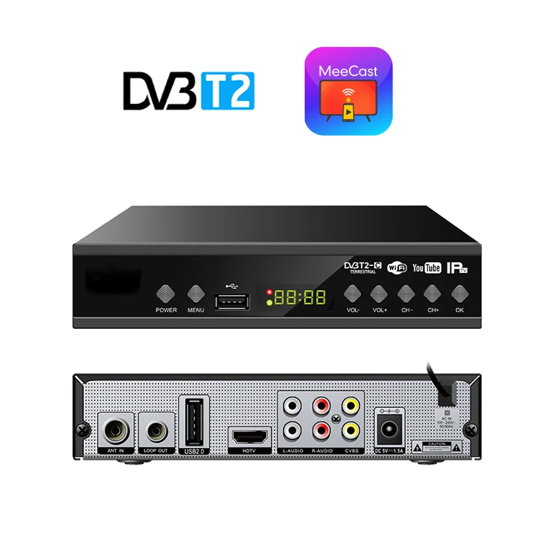 DVB-T2 Digital Smart Set-Top Box 1080P HD DVB T2 FTA TV Receiver H264 Wifi Receiver Multi-language Support STB