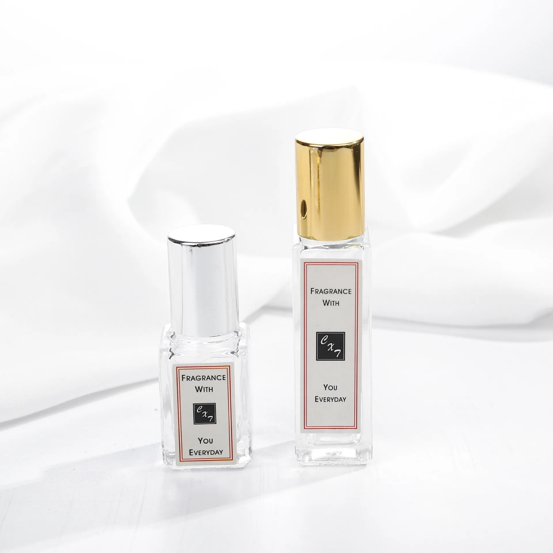 20 ml Empty French Square Clear Glass Roll on Bottle With Gold Black Cap Stainless Steel Roller for Essential Oil Perfume