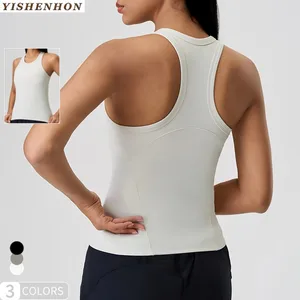 YISHENHON 2026 Women's Lightweight Yoga Vest New Arrival Slim Fit Breathable Seamless Quick-Dry Gym Activewear Workout Top