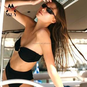 MLY New Trend 2 Piece Set Bandeau Swimwear Solid Color Custom Bikini Sexy Swimsuits