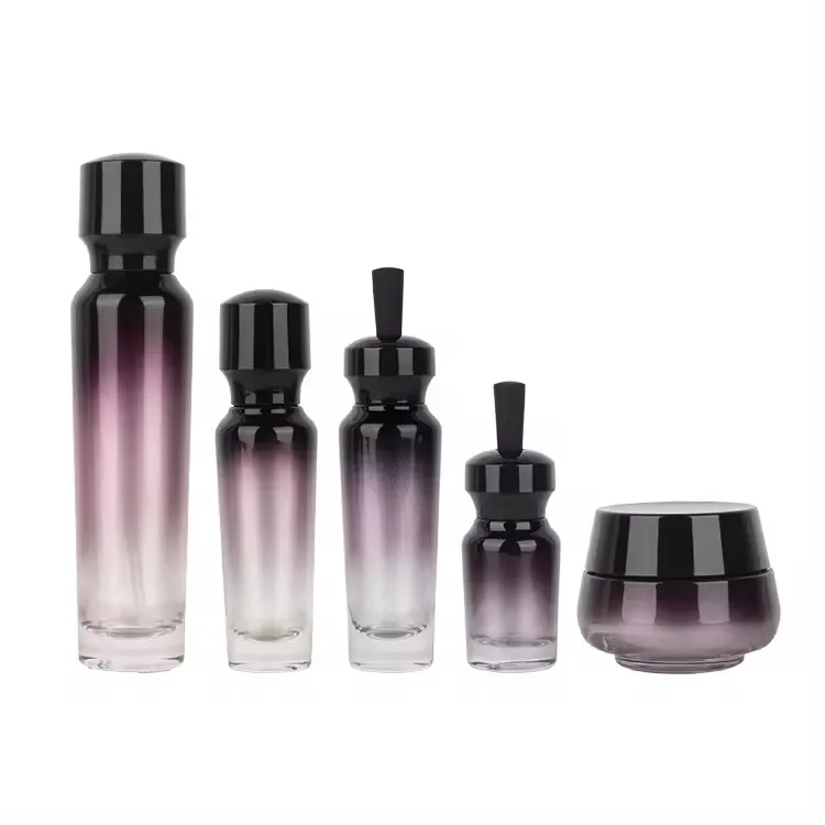 Fashion design container packaging set cosmetic luxury skincare packaging luxury cosmetic glass bottles