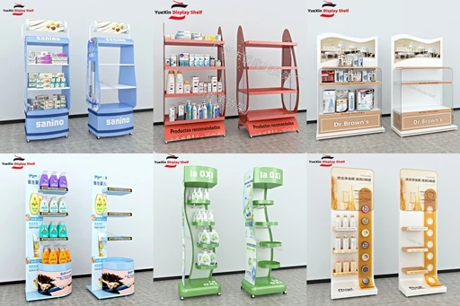 Custom Designed Portable Metal Free Cosmetics Toiletries Display Rack Quick Drawing Factory Supermarket Steel Stand Retail Store