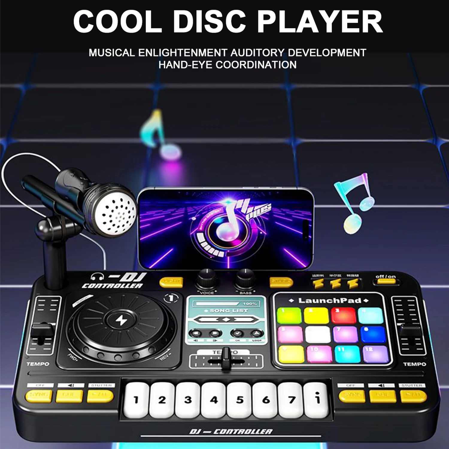 New DJ Mixer Toy Musical Instruments Toys DJ Toys Set for Kids with 12 Tracks and 3 Music Styles