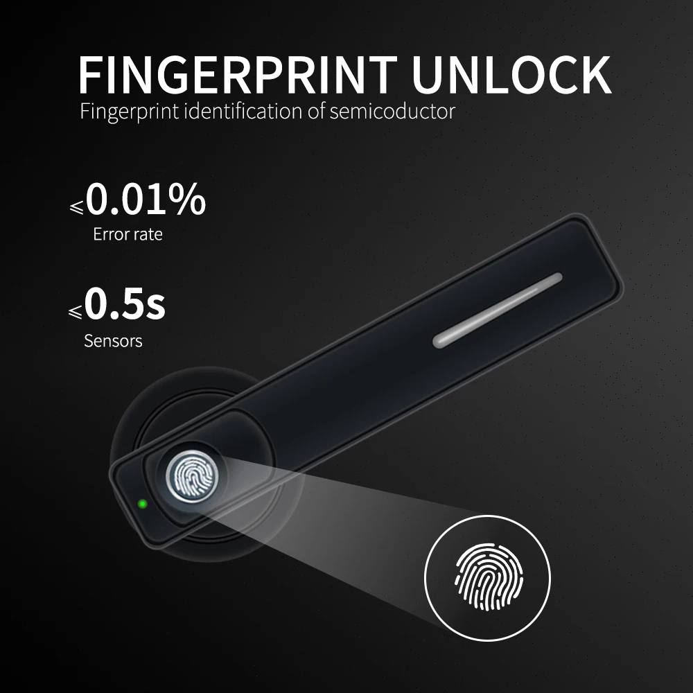 Double Latch High Quality Hardware Smart Fingerprint Digital Key Number Electronics Bedroom Home Wood Door Lock