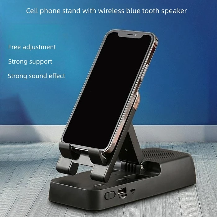 F18 Foldable Cell Phone Stand Portable Mobile Phone Bracket Blue Tooth Speaker 2 in One