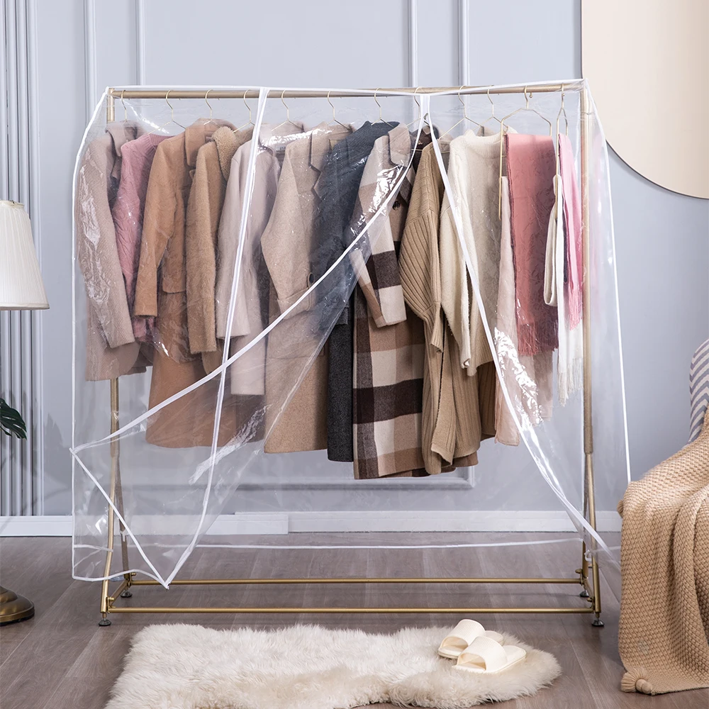 Simple Houseware Clear Garment Rack Wardrobe Cover Hanging Clothing Dust Cover