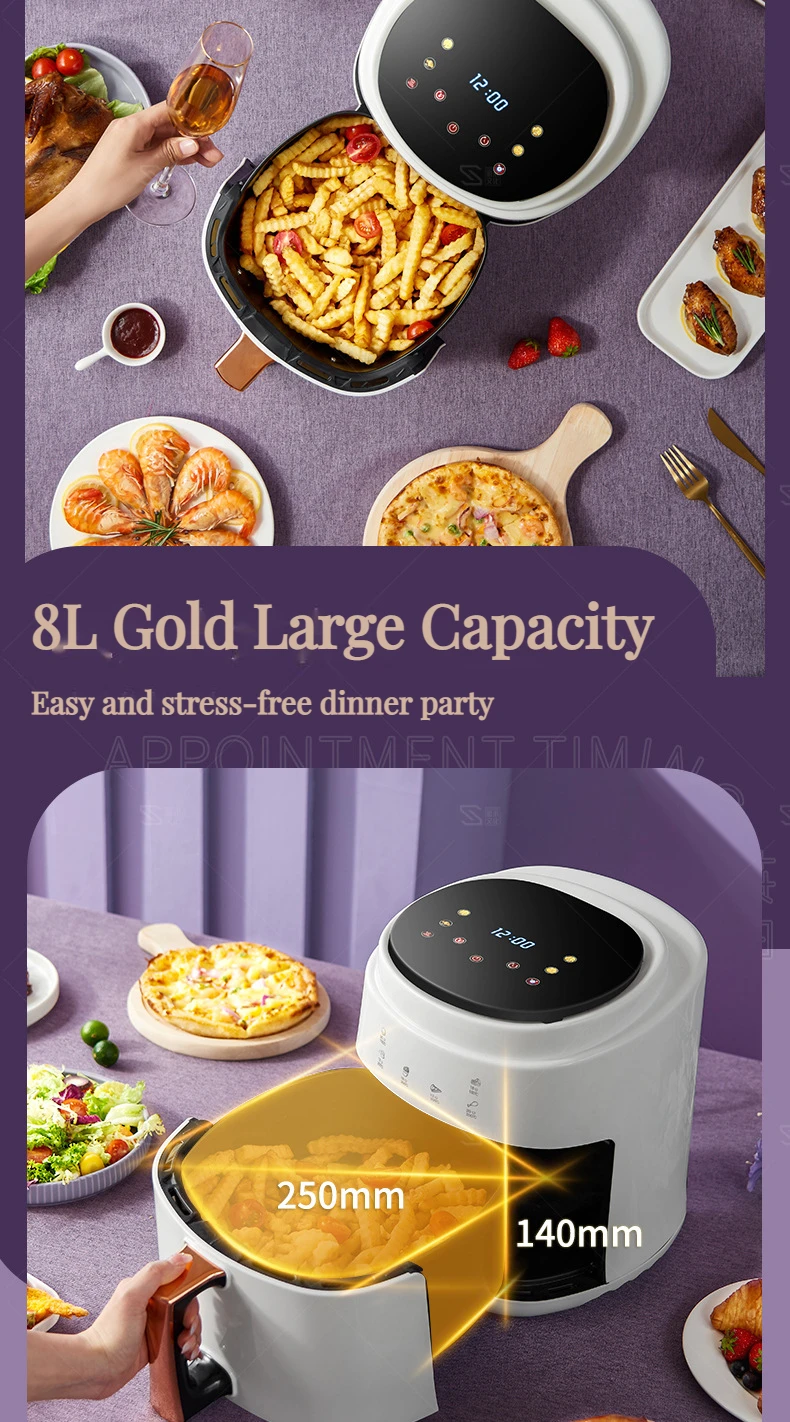 Oem New 2l 3l 4l 5l 6l 8l 10l Electric Healthy Air Deep Fryer Digital