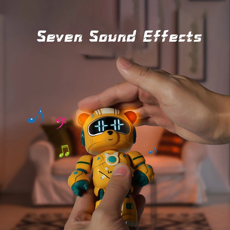 2021 New Style Robot Toys Multifunction Desktop Clock Cute Litter Bear Shape Smart Robot with Chair