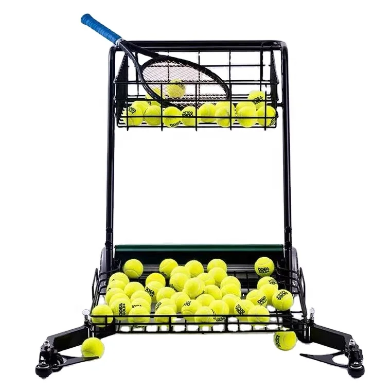 Travel Basket Tennis Ball Cart and Picker Multi-Functional Tennis Training Equipment for Training and Storage